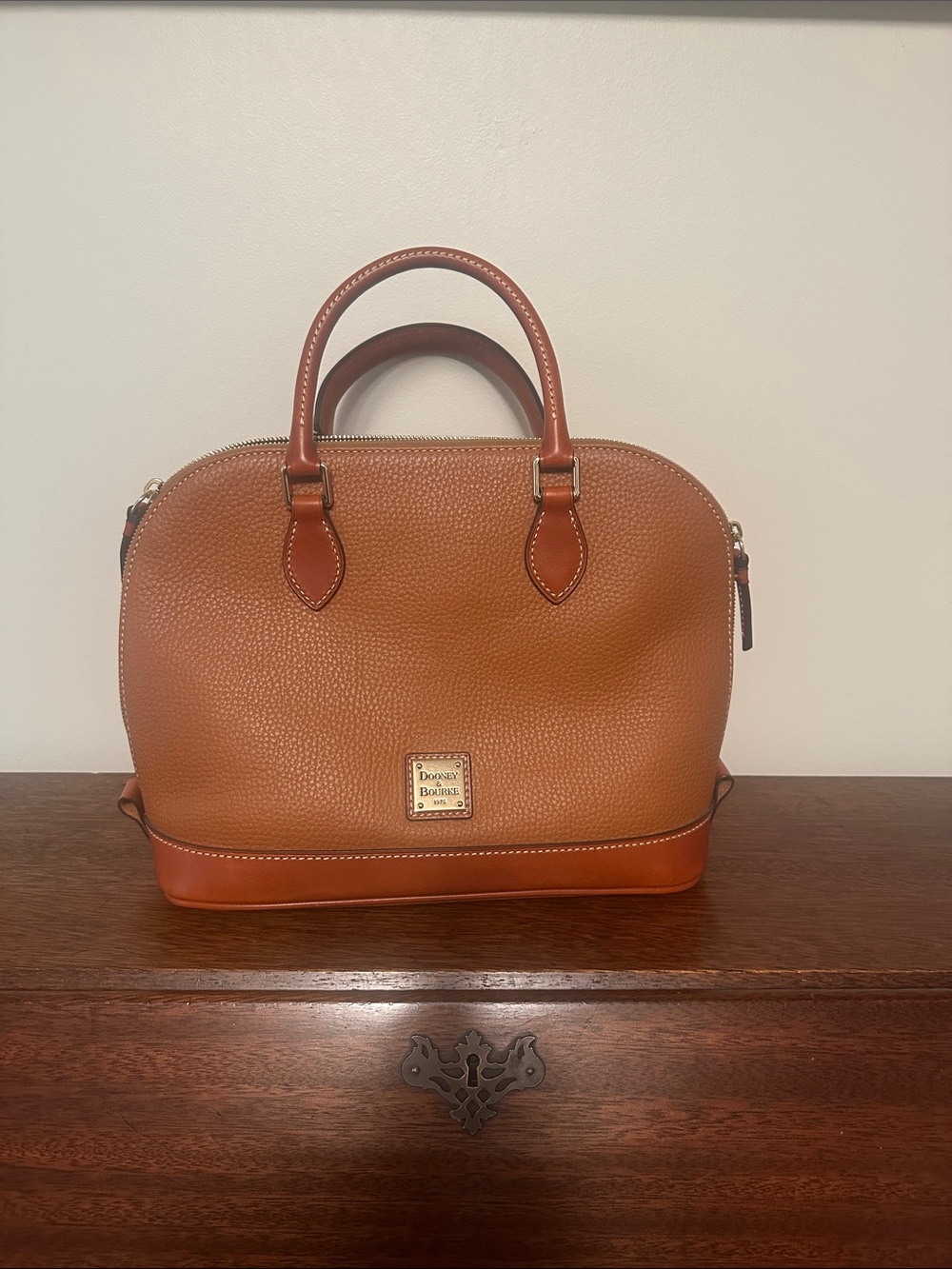 Dooney & Bourke Tan/Cognac Pebbled Leather Dome Messenger